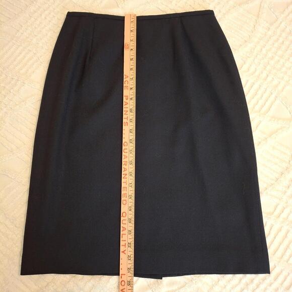 Rena Rowan For Saville Women's Size 12 Navy Blue Wool Skirt Lined Back Zip Slit - Picture 5 of 11